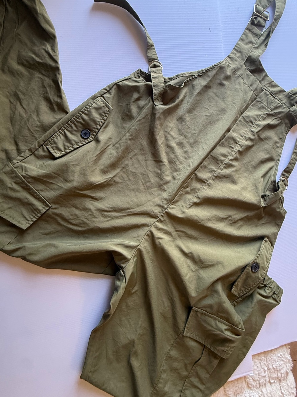Olive Utility Cargo Romper Jumpsuit